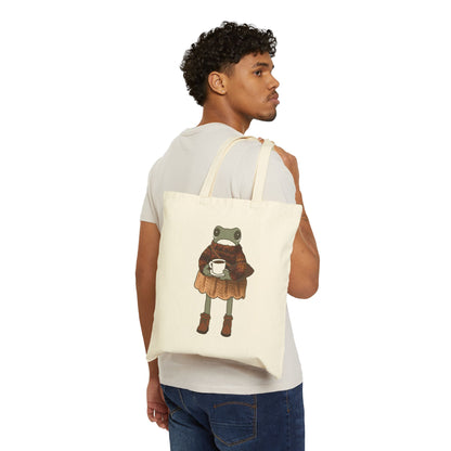 Coffee Frog Cotton Tote Bag